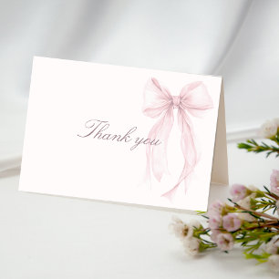 Pink Coquette Bow Baby Shower Thank You Card