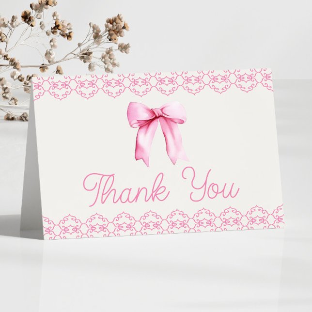 Pink Coquette Bow Baby Shower Thank You Card (Creator Uploaded)