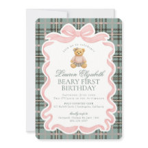 Pink Coquette Bow Bear Beary First Birthday
