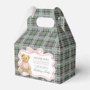 Pink Coquette Bow Bear Girl Birthday Favor Box