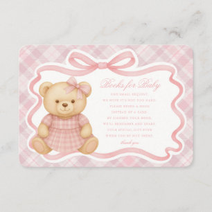 Pink Coquette Bow Bear Plaid Books for Baby Card