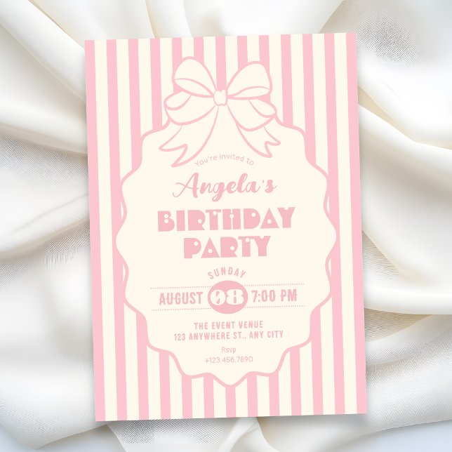 Pink coquette bow birthday  invitation (Creator Uploaded)