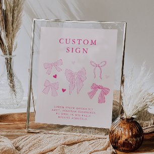 Pink Coquette Bow Birthday Party Custom Sign