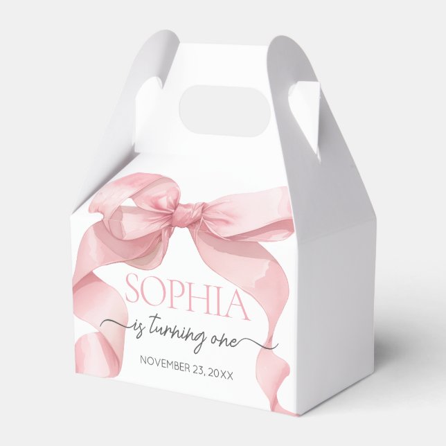 Pink Coquette Bow Birthday Party  Favour Box (Front Side)