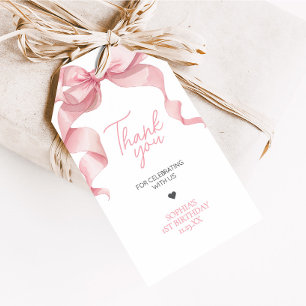 Pink Coquette Bow Birthday Party Favour Tags