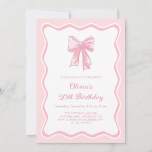 Pink Coquette Bow Birthday Party Invitation