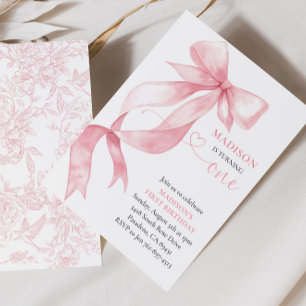Pink Coquette Bow Birthday Party Invitation