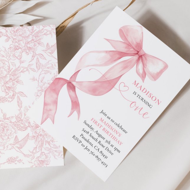 Pink Coquette Bow Birthday Party Invitation (Creator Uploaded)