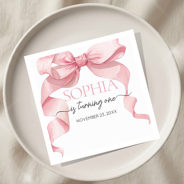 Pink Coquette Bow Birthday Party  Napkin (Creator Uploaded)