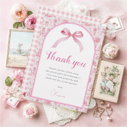 Pink Coquette Bow Birthday Thank You Card