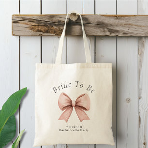 Pink Coquette Bow Bridal Party Tote Bag