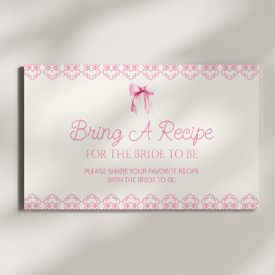 Pink Coquette Bow Bridal Shower Bring A Recipe Enclosure Card