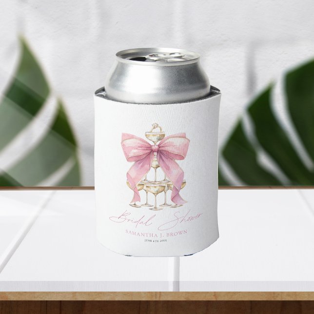 Pink Coquette Bow Bridal Shower Can Cooler (Creator Uploaded)
