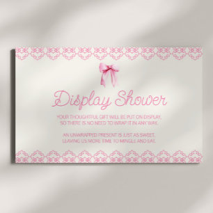 Pink Coquette Bow Bridal Shower Display Shower Enclosure Card