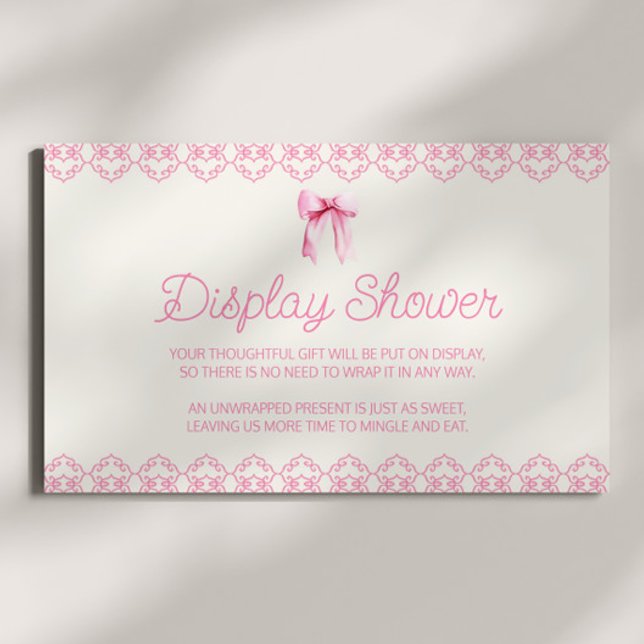 Pink Coquette Bow Bridal Shower Display Shower Enclosure Card (Creator Uploaded)