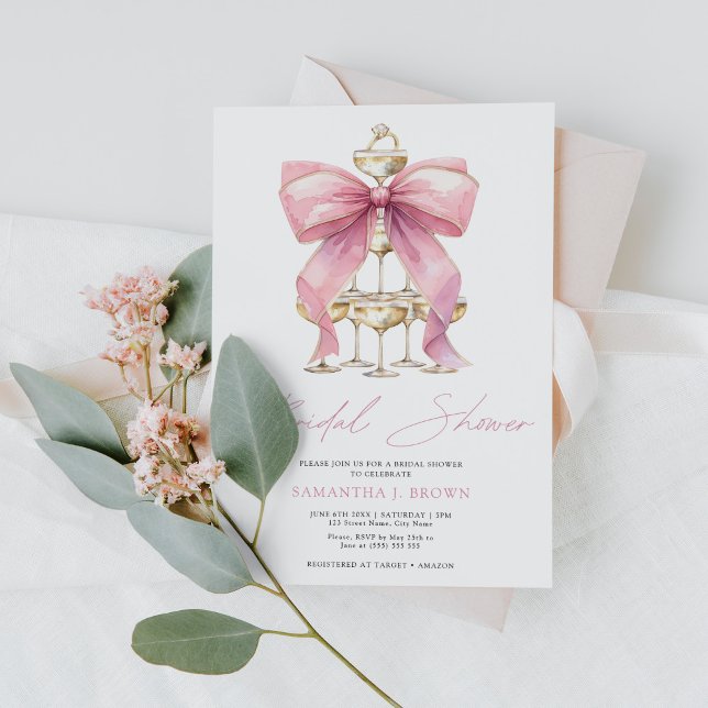 Pink Coquette Bow Bridal Shower Invitation (Creator Uploaded)
