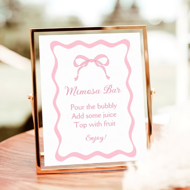 Pink Coquette Bow Bridal Shower Mimosa Bar Poster (Creator Uploaded)