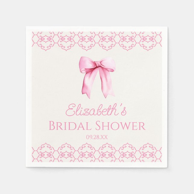 Pink Coquette Bow Bridal Shower Napkin (Front)