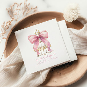 Pink Coquette Bow Bridal Shower Napkin