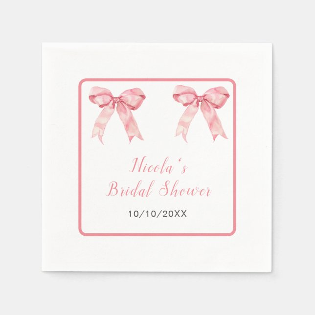 Pink Coquette Bow Bridal Shower Napkin (Front)