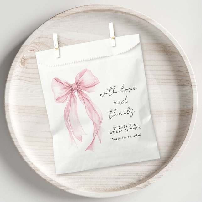 Pink Coquette Bow Bridal Shower Thank You Favour Bag (Creator Uploaded)