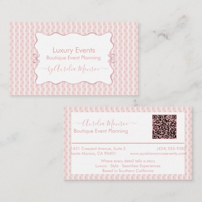 Pink Coquette Bow Business Card (Front/Back)