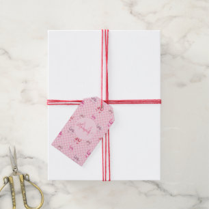 Pink Coquette Bow Chequerboard Gift Tags