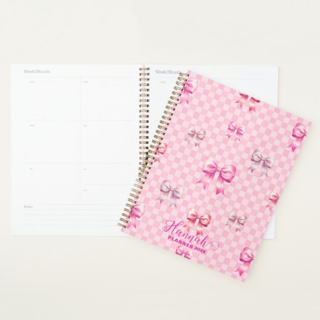 Pink Coquette Bow Chequerboard Planner (Display)