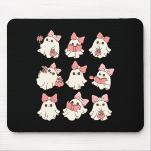 Pink Coquette Bow Cute Ghost Halloween Spooky Seas Mouse Pad
