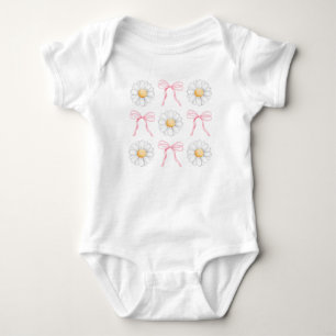 Pink Coquette Bow Daisy Baby Bodysuit