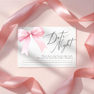 Pink Coquette Bow Date Night Bridal Shower Enclosure Card