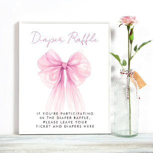 Pink Coquette Bow Diaper Raffle Baby Girl Shower Poster