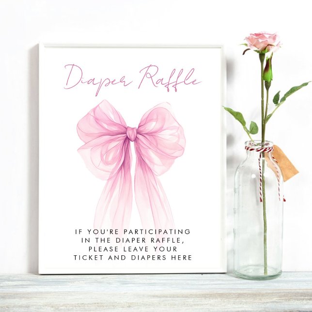 Pink Coquette Bow Diaper Raffle Baby Girl Shower Poster (Creator Uploaded)