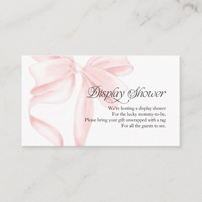 Pink Coquette Bow Display Shower Enclosure Card (Front)