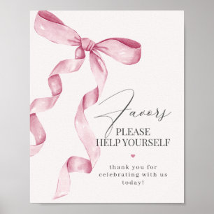 Pink Coquette Bow Favours Party Decor Sign