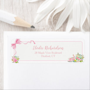 Pink Coquette Bow Floral Return Address Label