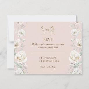 Pink Coquette Bow Floral Wedding RSVP