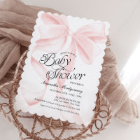 Pink Coquette Bow Girl Baby Shower Invitation