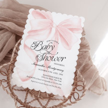 Pink Coquette Bow Girl Baby Shower Invitation