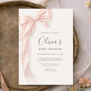 Pink Coquette Bow Girl Baby Shower Invitation