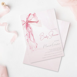 Pink Coquette Bow Girl Baby Shower Invitation