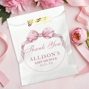 Pink Coquette Bow Girl Baby Shower Thank You Favour Bag