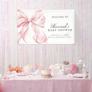 Pink Coquette Bow Girl Baby Shower Welcome Sign