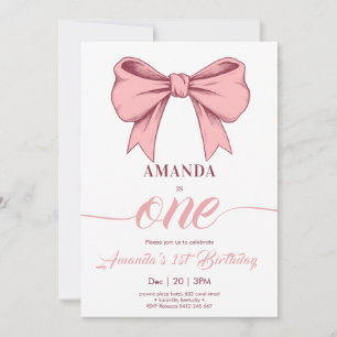  Pink Coquette Bow Girl Birthday Invitation
