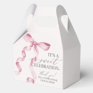 Pink Coquette Bow Girl Birthday Party Gift Favour Box