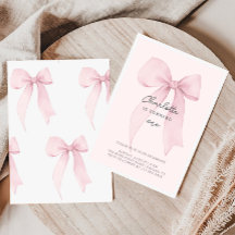 Pink Coquette Bow Girl's Birthday Invitation
