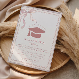 Pink Coquette Bow Graduation Invitation