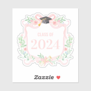 Pink Coquette Bow Graduation Year Crest