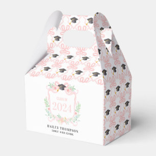 Pink Coquette Bow   Graduation Year Crest Favour Box