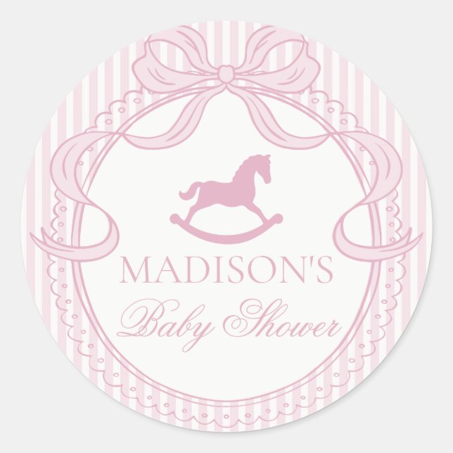 Pink Coquette Bow Horse Baby Shower Envelope Seal (Front)